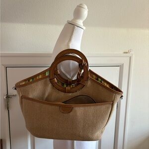 Tan Tote Bag with Brown Accents